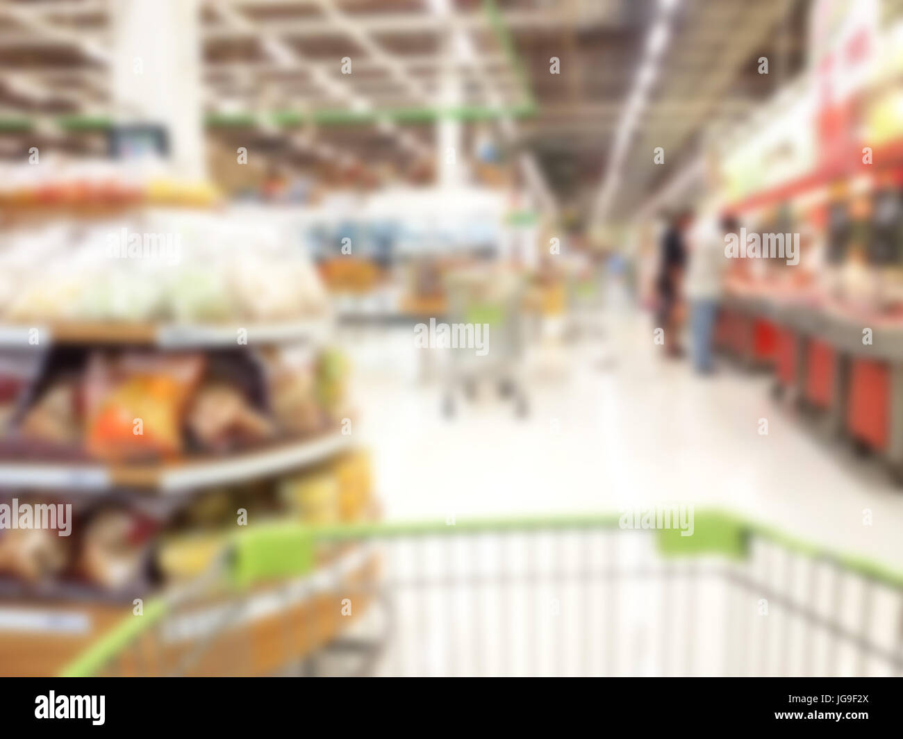 Häufig verwendete Lebensmittel Supermarkt verkaufen unscharfe Bilder Stockfoto