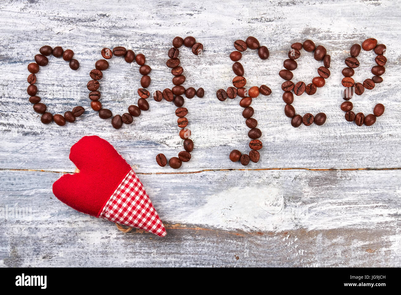 Kaffee Getreide- und handgemachtes Produkt. Stockfoto