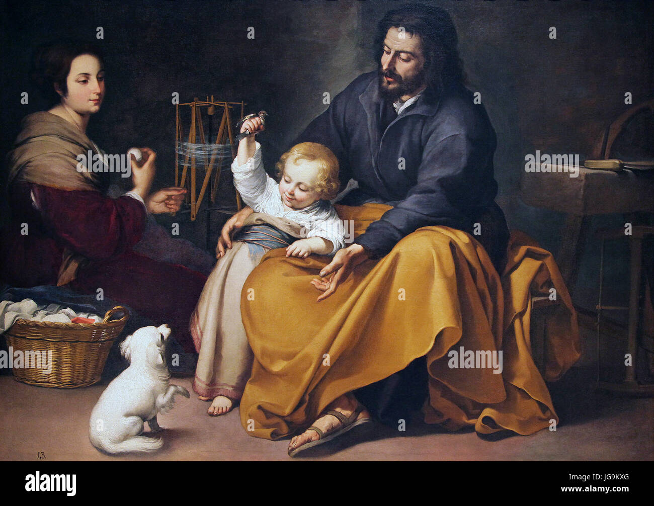Die Heilige Familie mit ein kleiner Vogel 1650 von Bartolome Esteban Murillo 1618-1682 Stockfoto