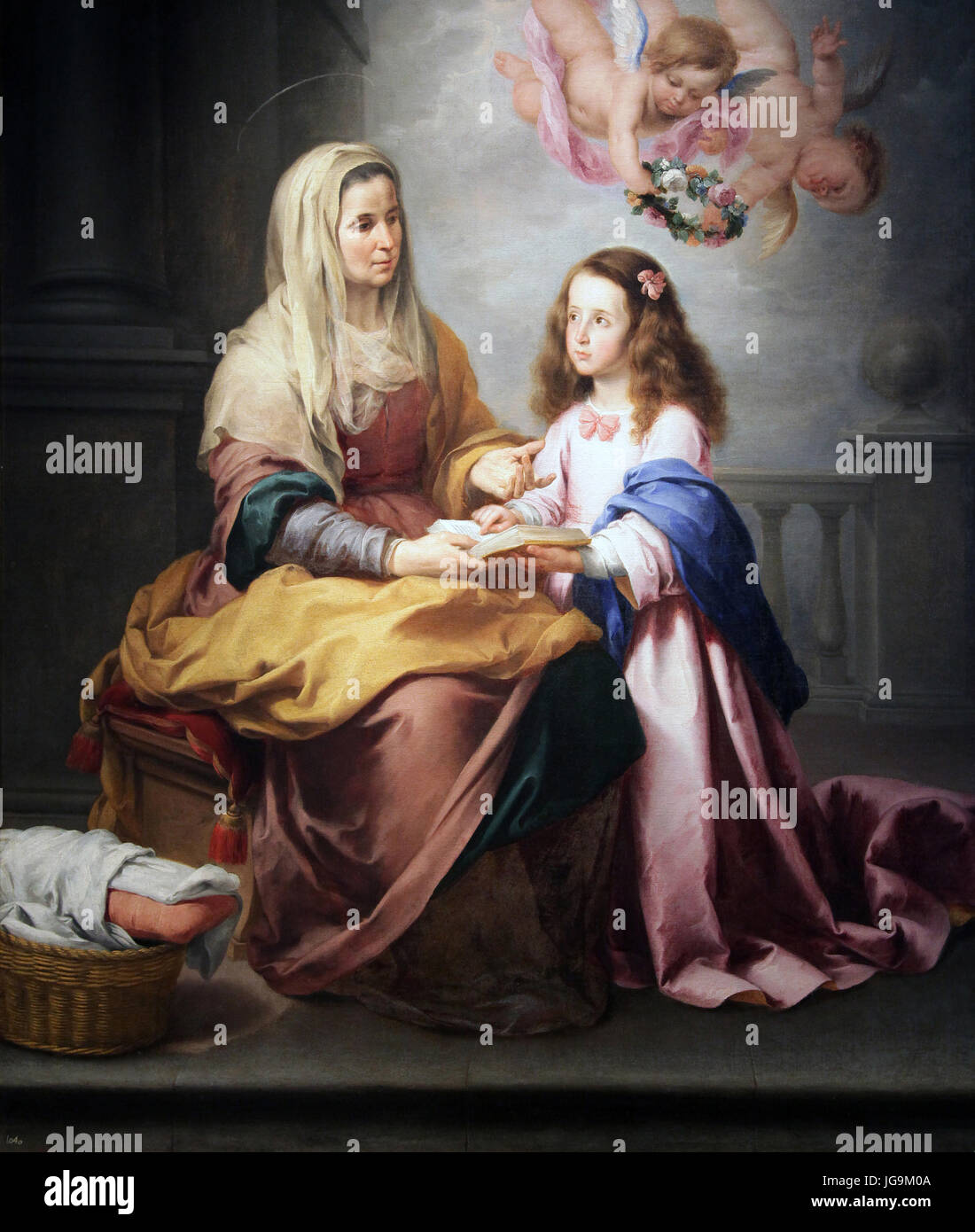 Heilige Anna, die Lehre der Jungfrau 1655 von Bartolome Esteban Murillo 1618-1682 lesen Stockfoto