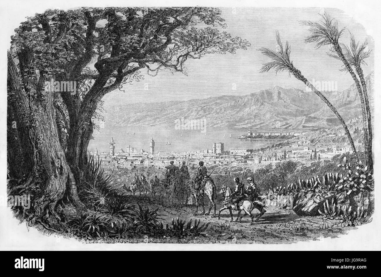 Alte Ansicht von Beirut, Libanon. Erstellt von Grandsire nach Spoll, veröffentlicht am Le Tour du Monde, Paris, 1861 Stockfoto