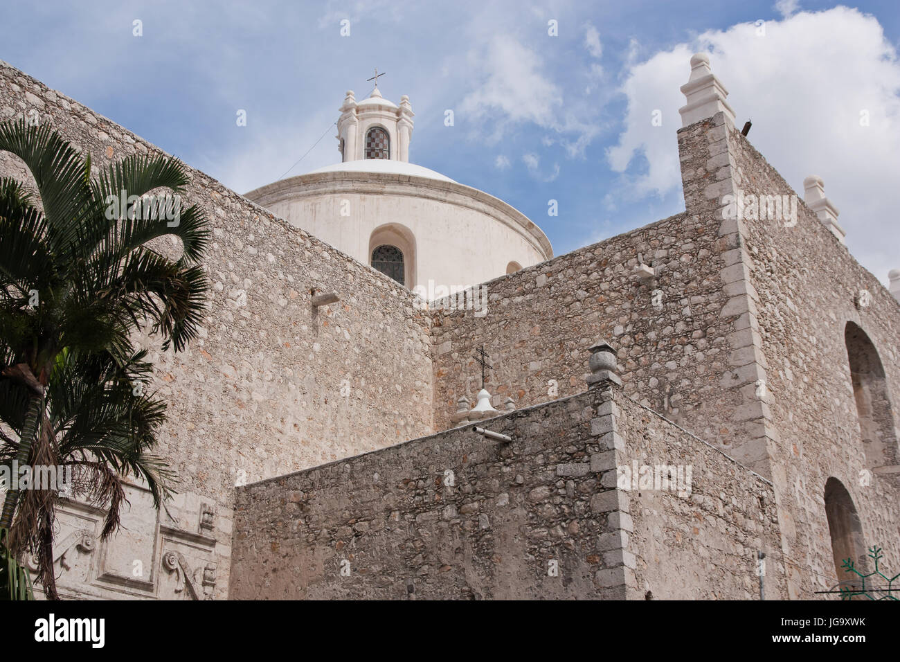 Kirche in Merida, Yucatan-Seitenansicht Stockfoto