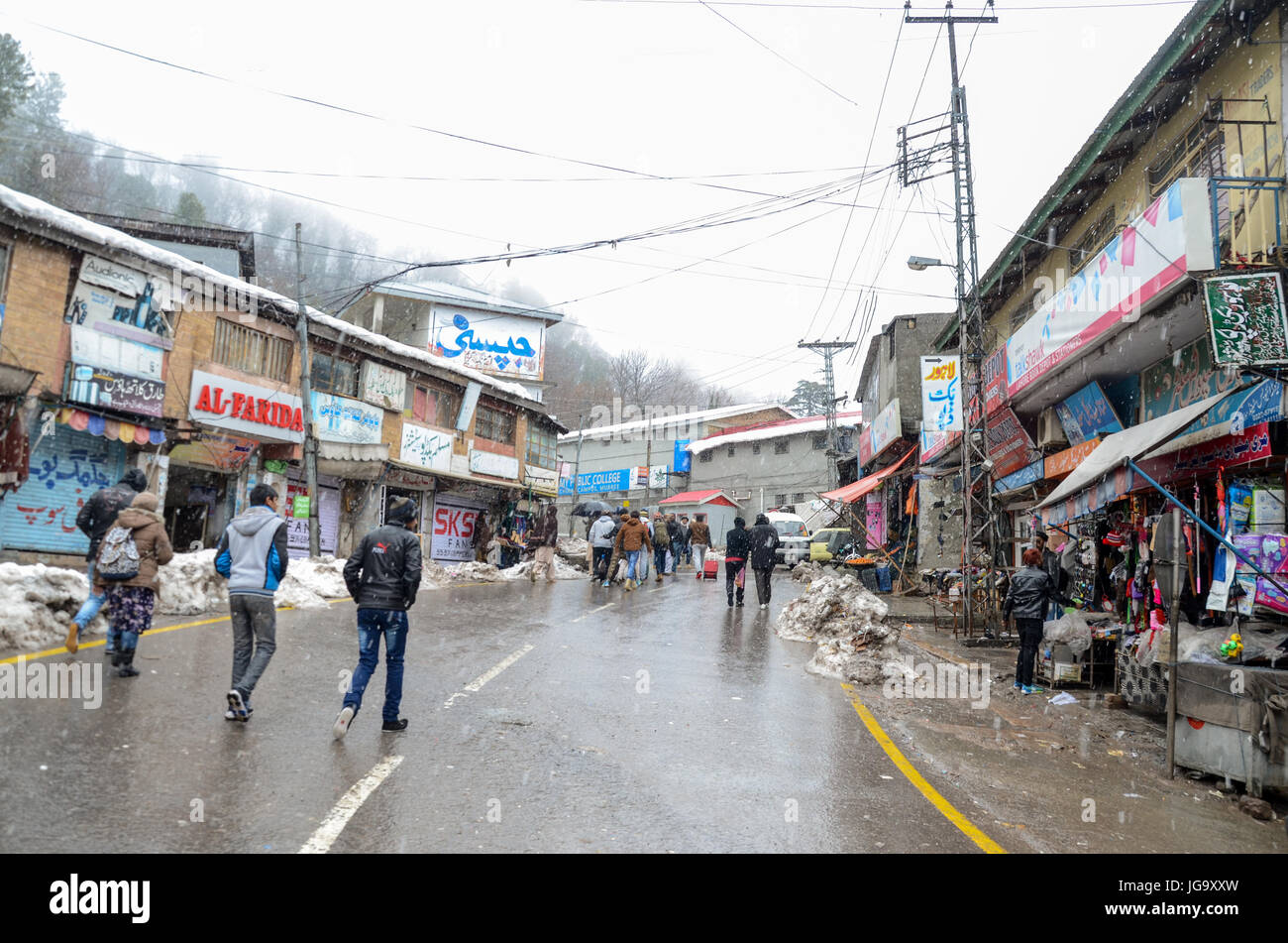 Murree Stadt im Winter in der Nähe von Islamabad, Pakistan Stockfoto