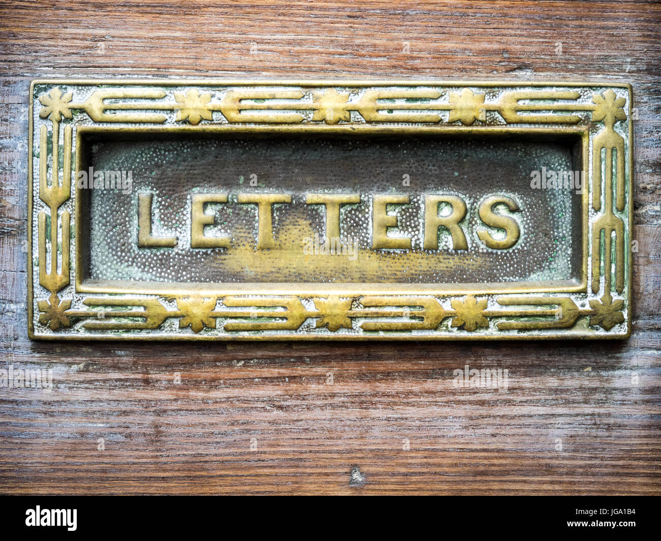Cambridge-Briefkasten - ein gut getragen-Briefkasten für ein Haus in Cambridge UK Stockfoto