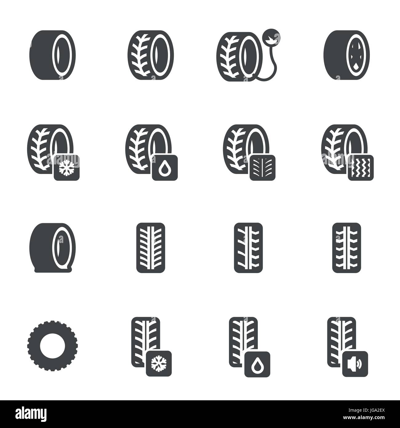 Vektor-schwarze Reifen-Icons set Stock Vektor