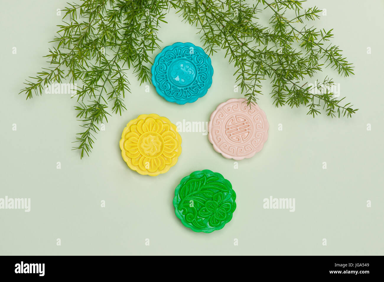 Chinesische berühmten Essen. Mooncakes. Chinesische Gebäck traditionell während der Mondfest gegessen Stockfoto