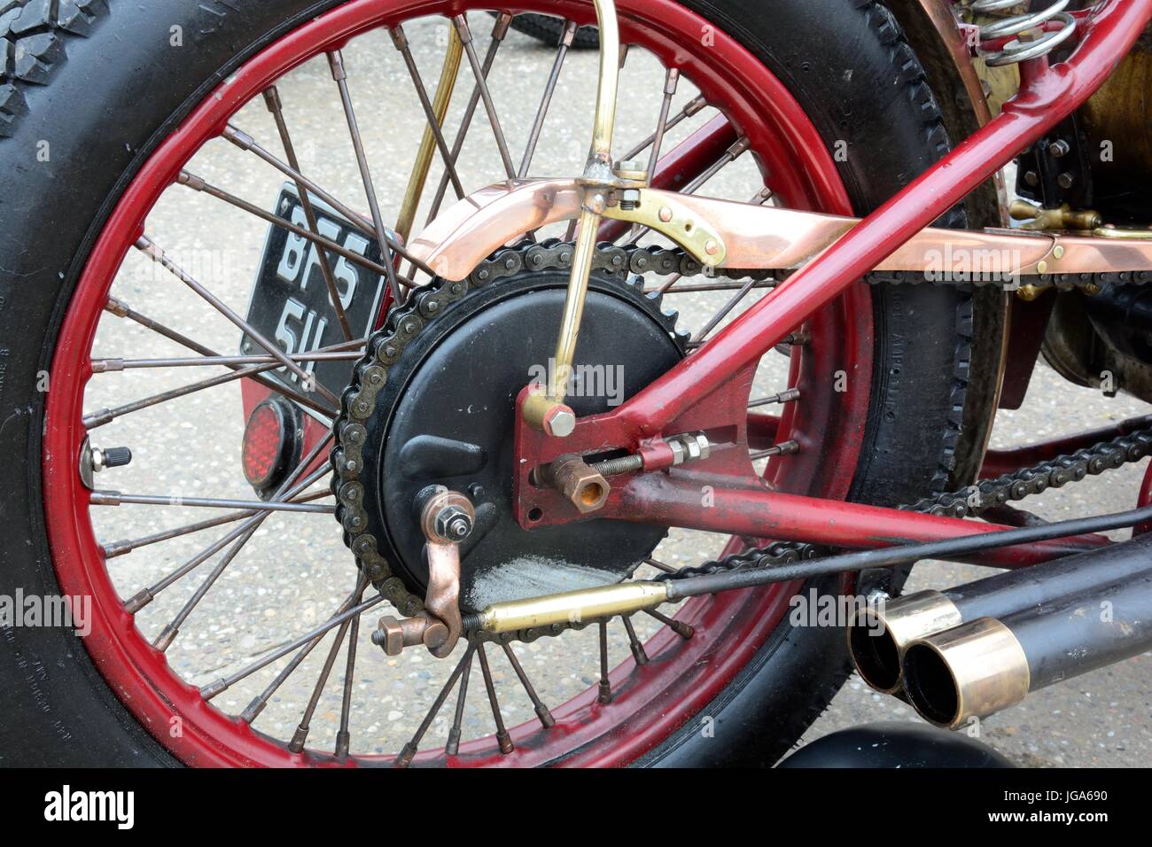 Restaurierte Oldtimer Coppernob Bobber Indian Motorrad Stockfoto