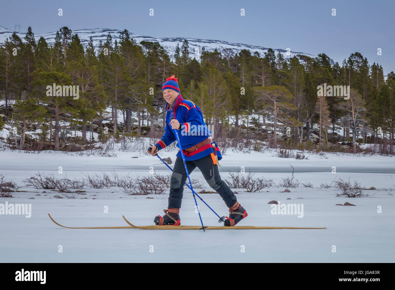 Langlauf, Lappland, Schweden Stockfoto