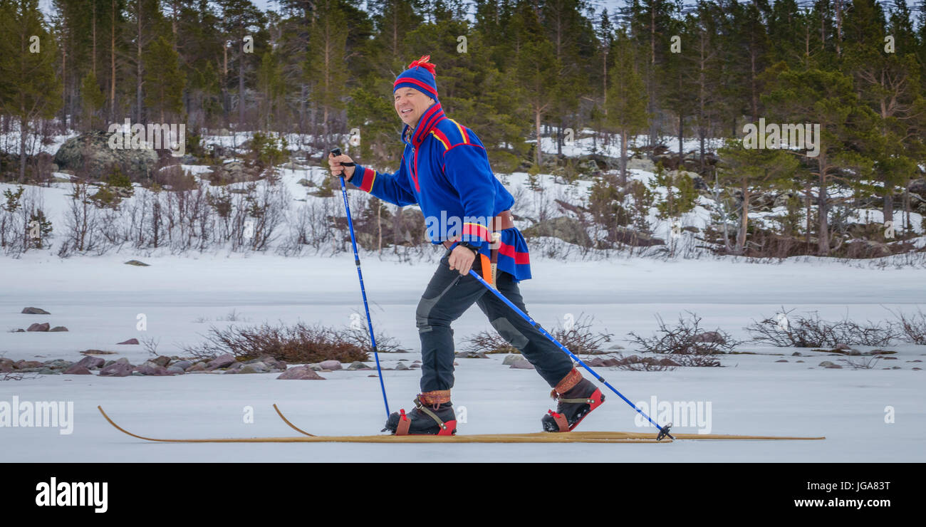 Langlauf, Lappland, Schweden Stockfoto