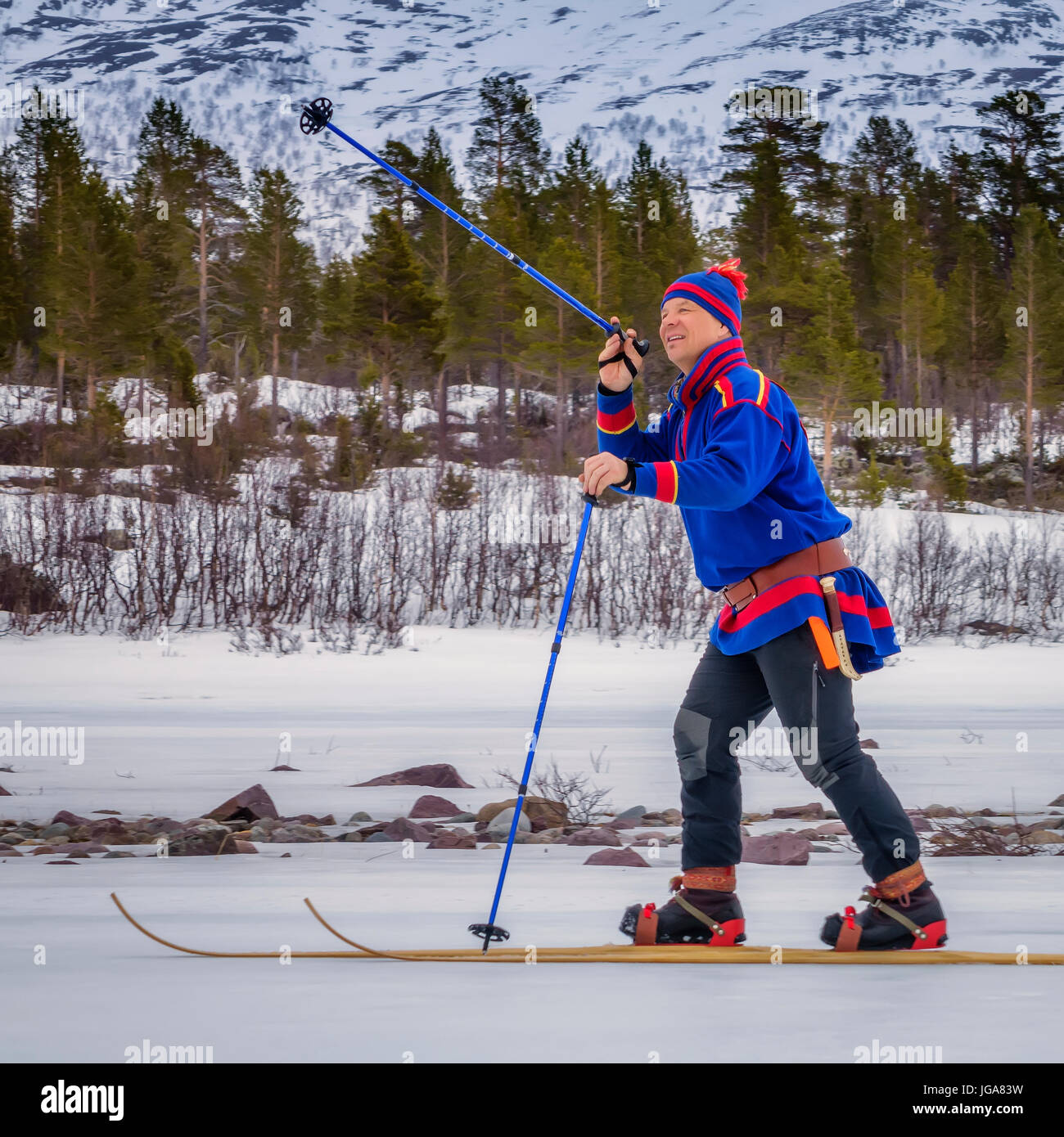 Langlauf, Lappland, Schweden Stockfoto