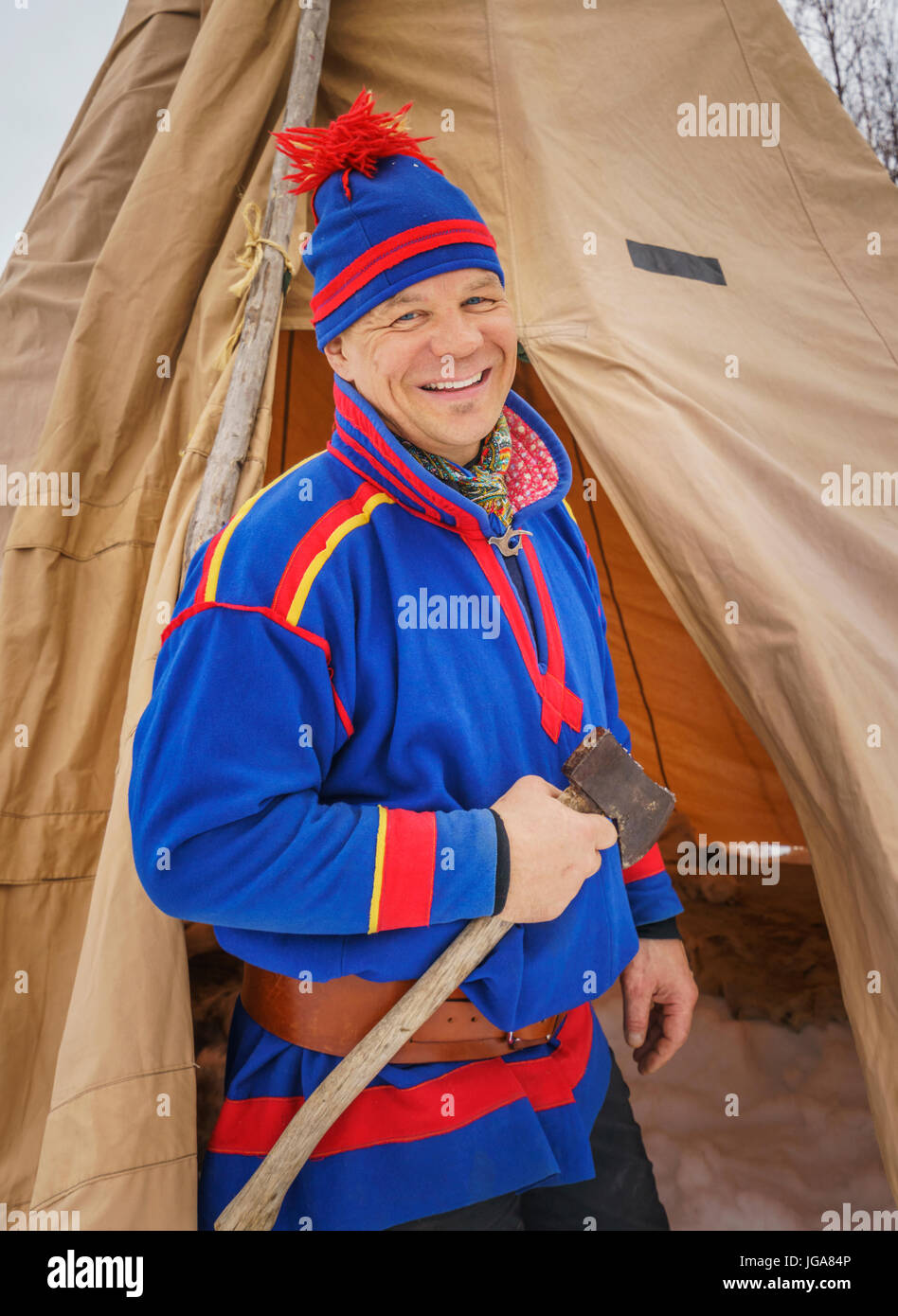 Gebäude ein Sami-Zelt, Lappland, Schweden Stockfoto