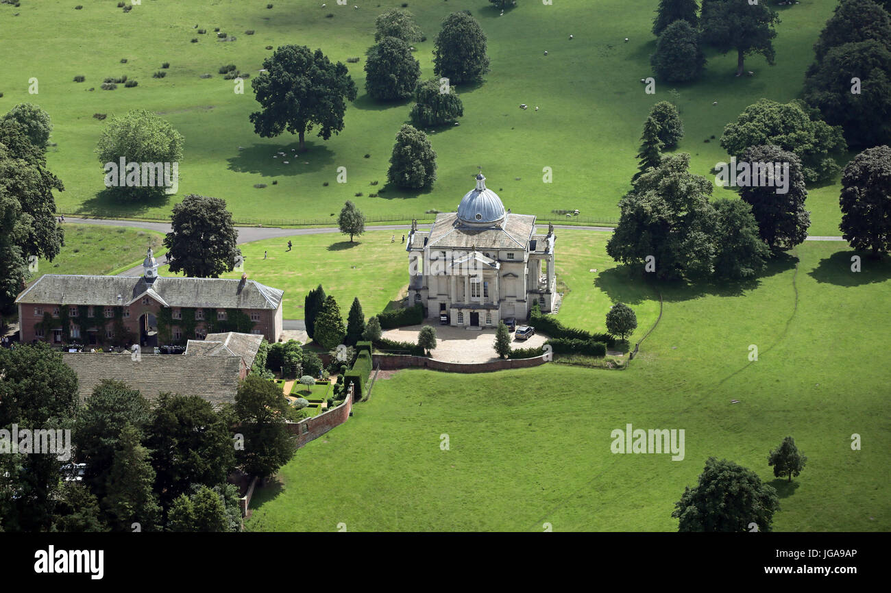 Luftaufnahme von Henbury Rotunde, palladianische Villa in der Nähe von Macclesfield, Cheshire, UK Stockfoto