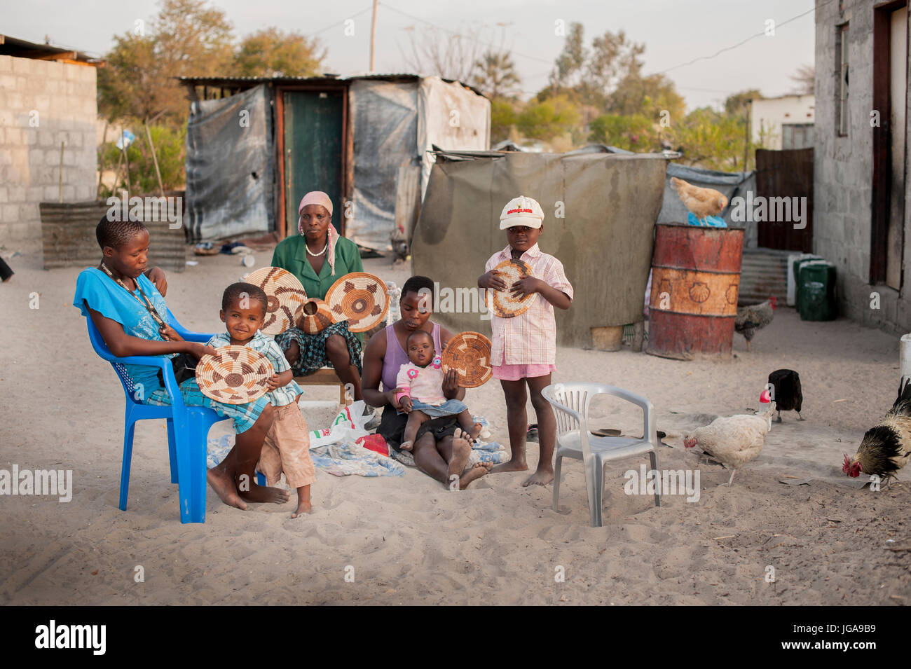 Familie der Weber Maun Botswana Stockfoto