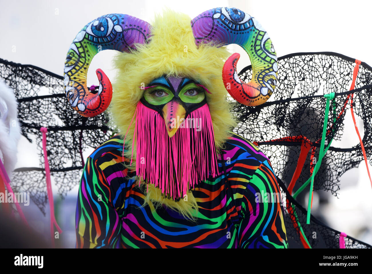 Straßenkünstler unterhalten die Massen beim Montreal International Jazz Festival Stockfoto