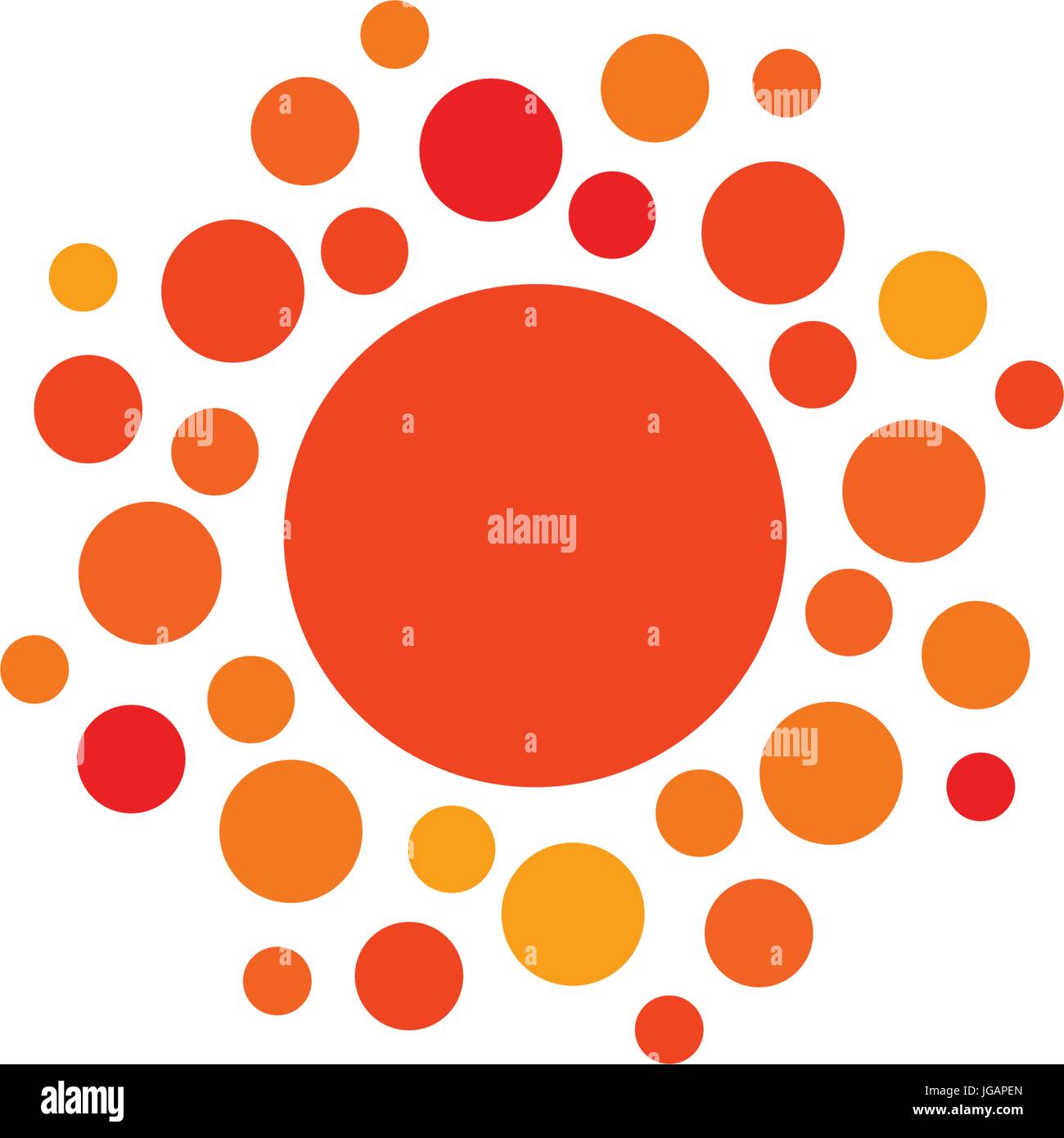 Orange Farbe abstrakte einfache Sonnensymbol. Sonnigen Kreisform abgerundet. Sommer Tag Symbol und Vektor-Logo. Stock Vektor