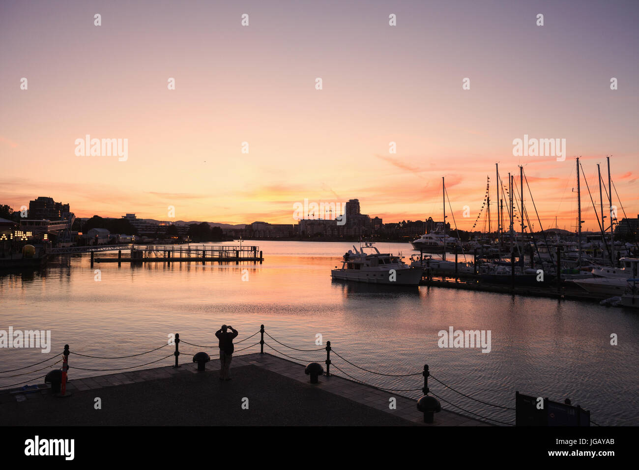 Sonnenuntergang am Victoria Harbour.  Victoria BC Kanada Stockfoto