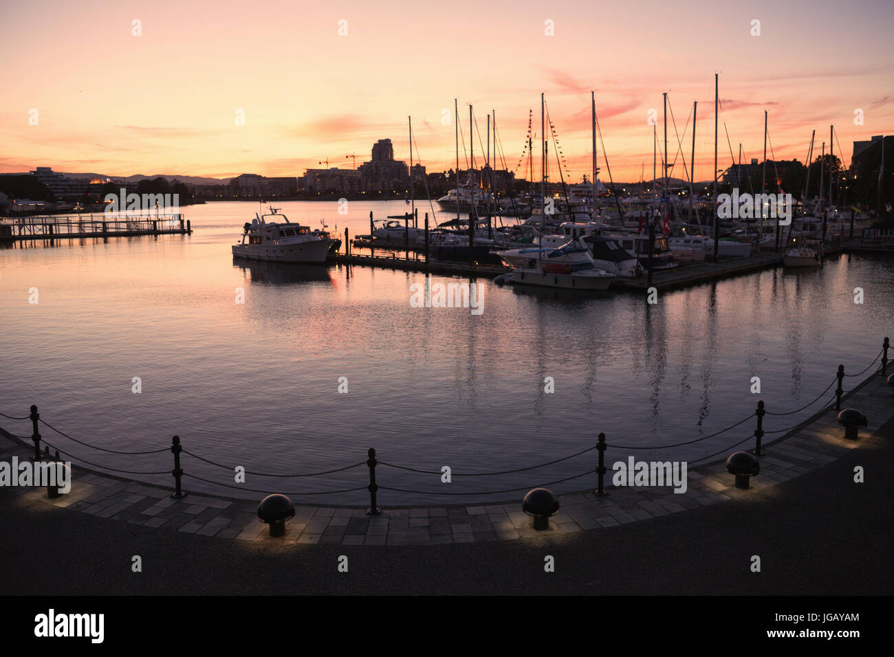 Sonnenuntergang am Victoria Harbour.  Victoria BC Kanada Stockfoto