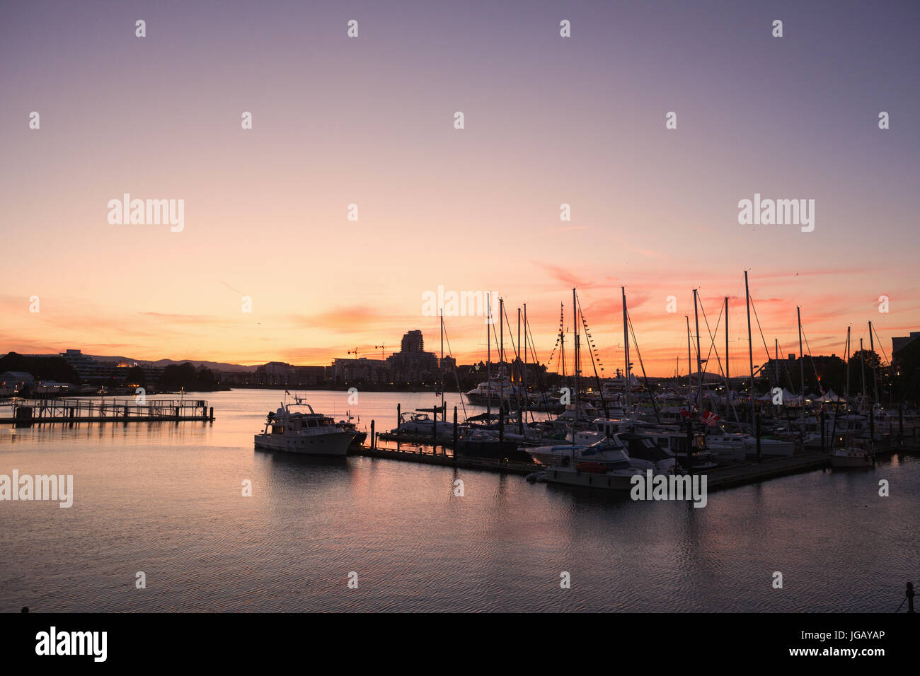 Sonnenuntergang am Victoria Harbour.  Victoria BC Kanada Stockfoto