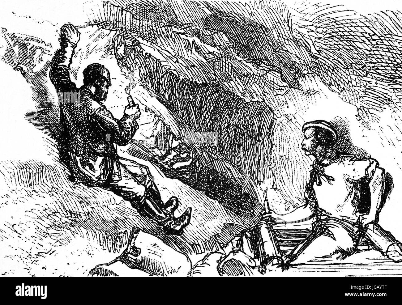 1879: Inspektion einen Lead Mine Tunnel in Nebraska, Vereinigte Staaten von Amerika Stockfoto