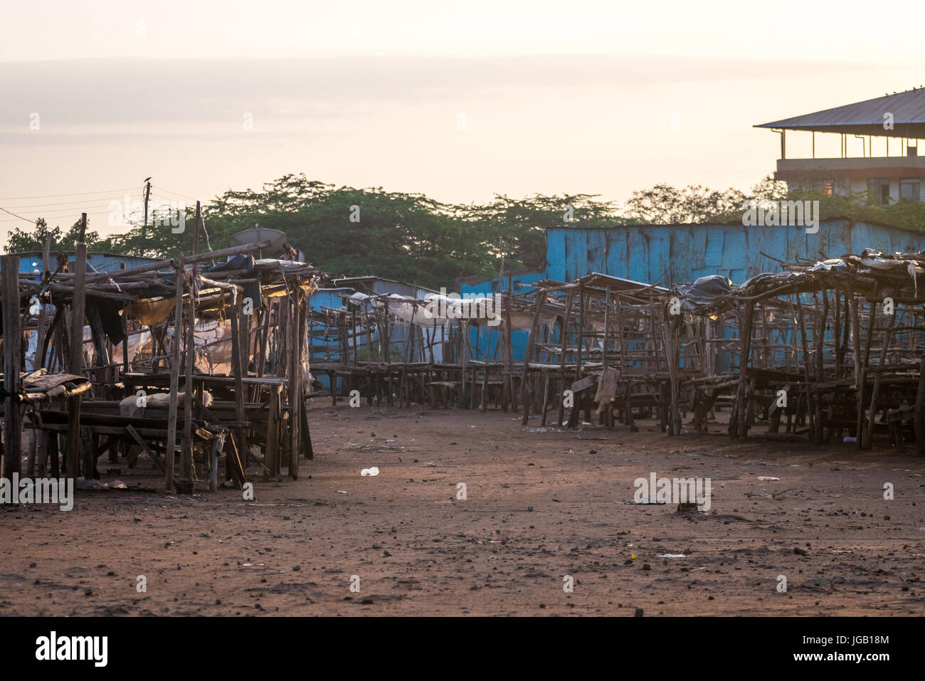 Markt unter freiem Himmel - am frühen Morgen in Taveta, Kenia, Afrika Stockfoto