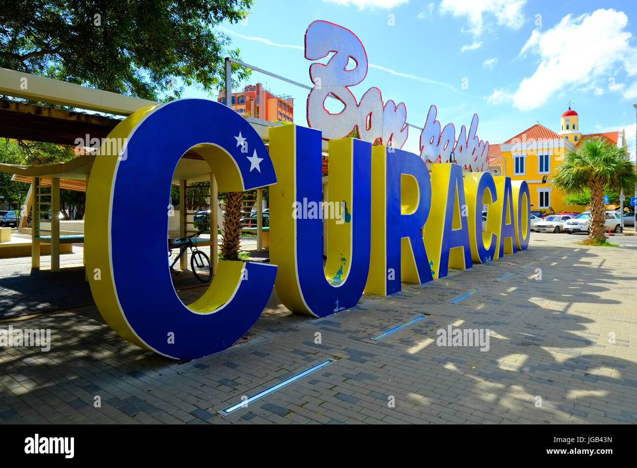 Große Zeichen Willemstad Curacao niederländische Karibikinsel Niederlande südliche Karibik Insel-Kreuzfahrt von Miami Florida Stockfoto