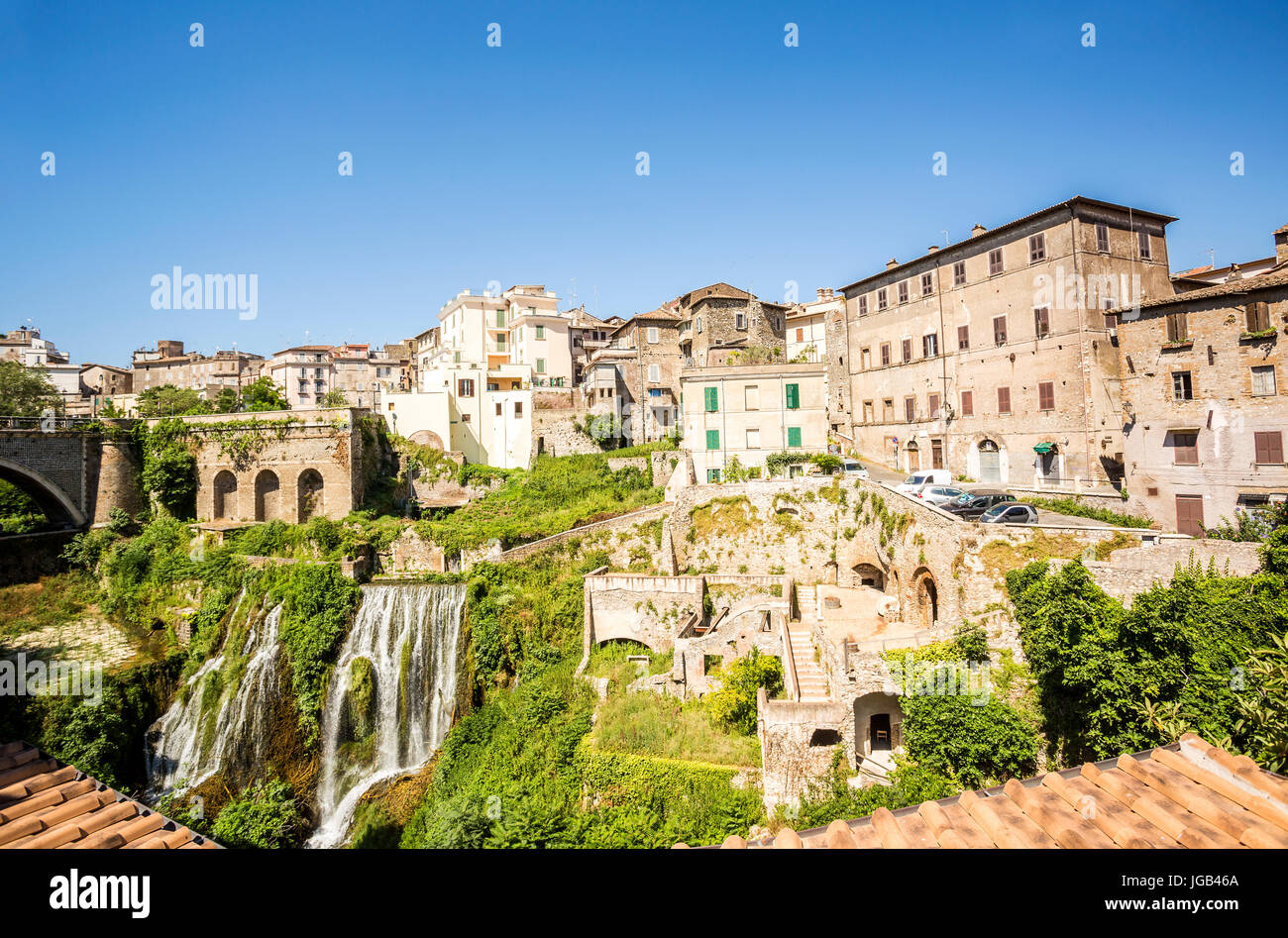 Schöne Park der Villa Gregoriana und Tivoli, Latium, Italien Stockfoto