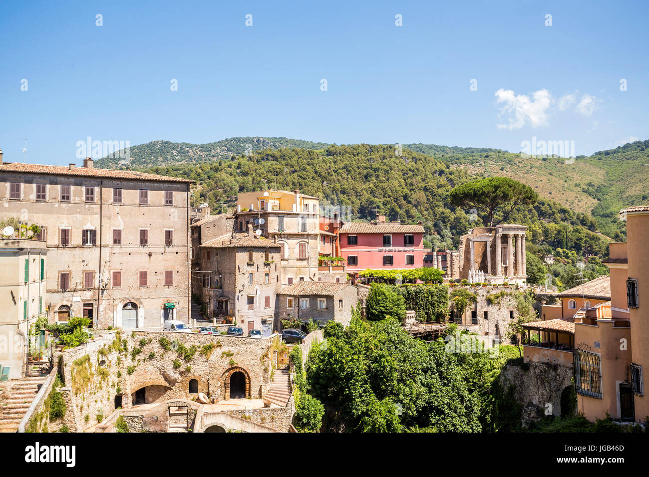 Schöne Park der Villa Gregoriana und Tivoli, Latium, Italien Stockfoto