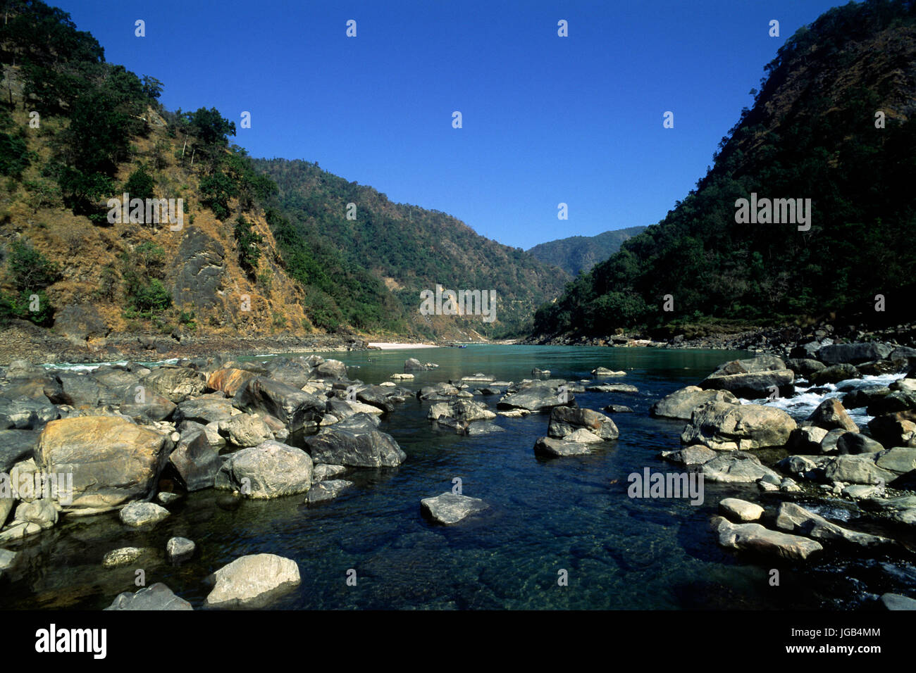 Indien, Uttarakhand, Ganges nördlich von Rishikesh Stockfoto