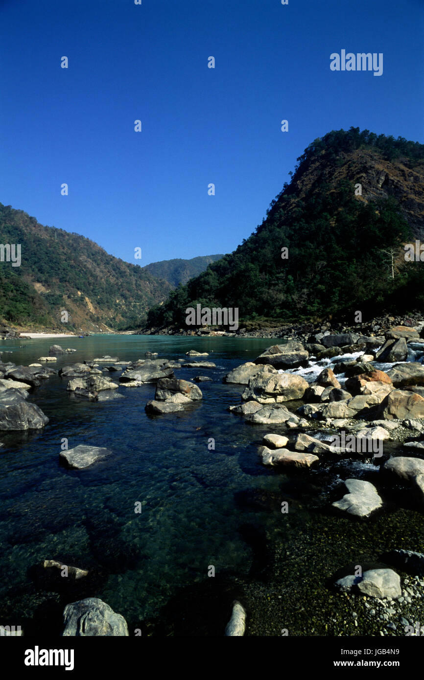 Indien, Uttarakhand, Ganges nördlich von Rishikesh Stockfoto