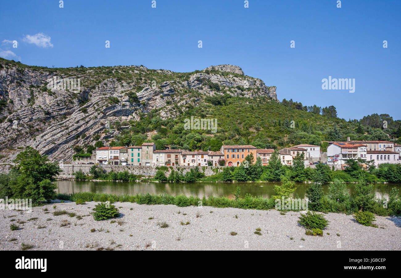 Frankreich, Languedoc-Roussillon, Departement Gard, Anduze, d'Anduze Fluss Gardon bei La Porte des Cévennes Stockfoto