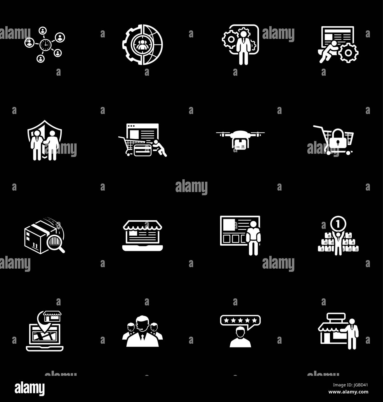 Flaches Design Business Icons Set. Stock Vektor