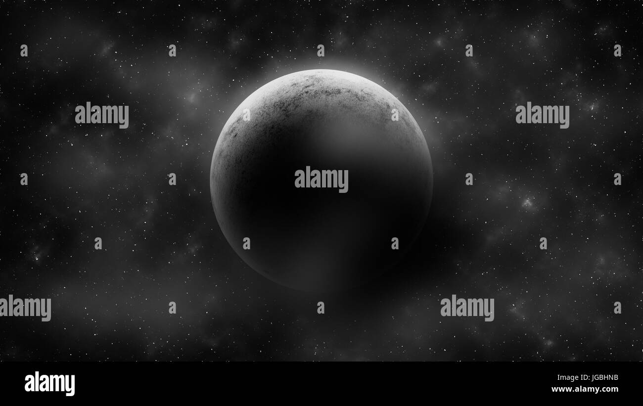 Halbmond am bewölkten Raum. Zusammenfassung Hintergrund. Abbildung Stockfoto