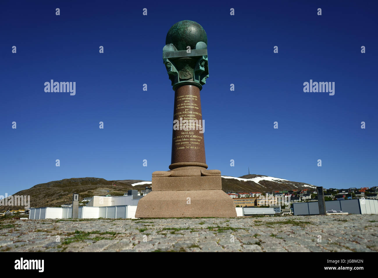Struve Meridian Arc am Hammerfest North Norway, UNESCO-Weltkulturerbe Stockfoto
