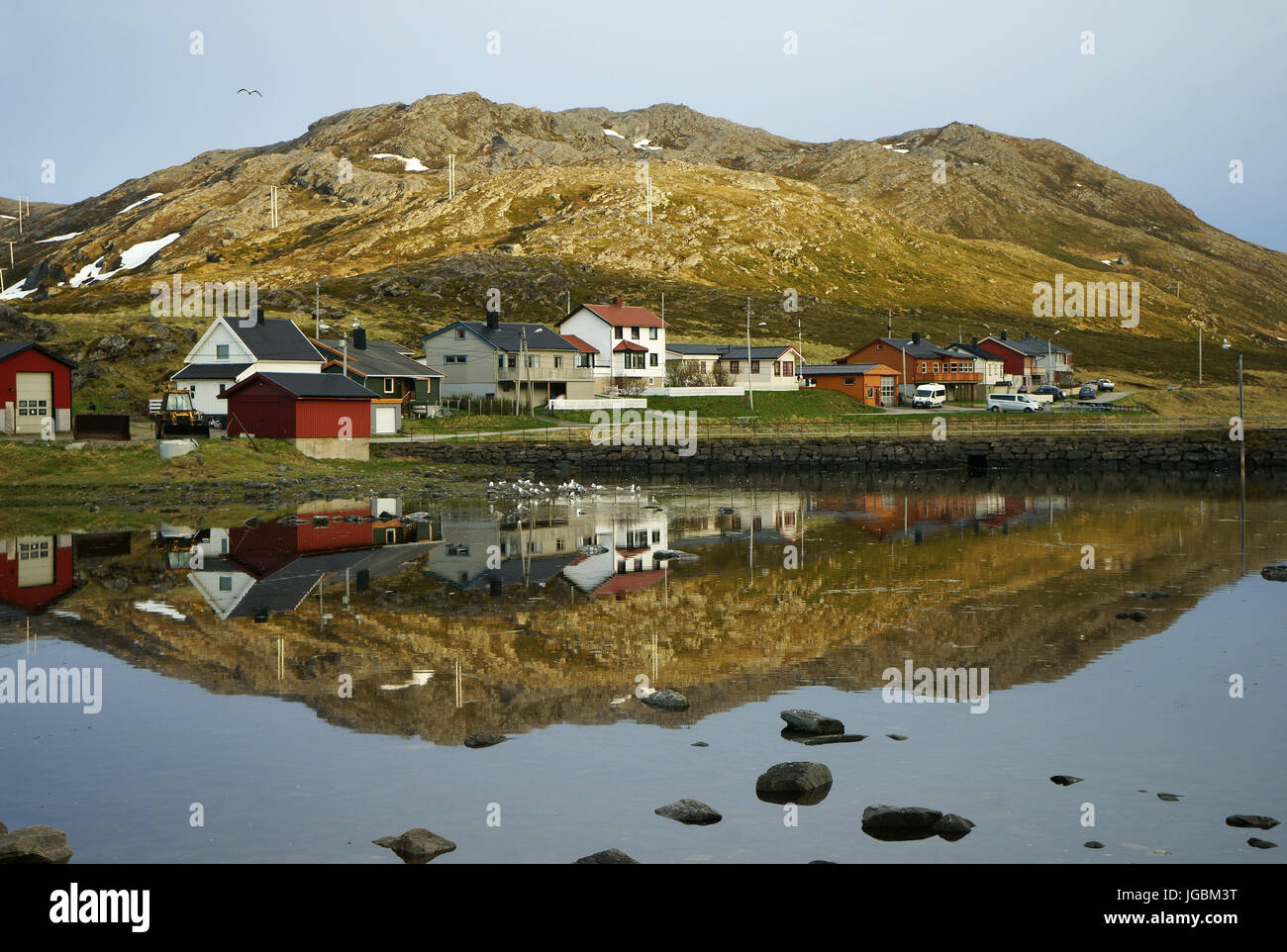 Stadt Skarsvag, Nordkap, Norwegen Stockfoto