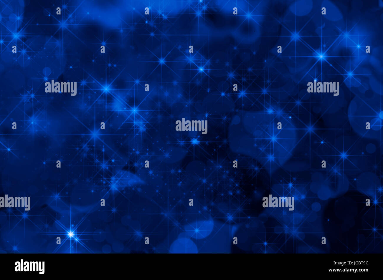 Ein magischen dunklen blauen Raum (Kosmos) Hintergrund mit Sternen und Bokeh Effekte gefüllt. Stockfoto