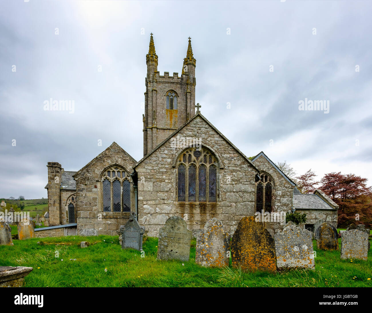 Kirche St. Haushofmeister, Widecombe-in-the-Moor, Dartmoor, Devon, England, Vereinigtes Königreich Stockfoto