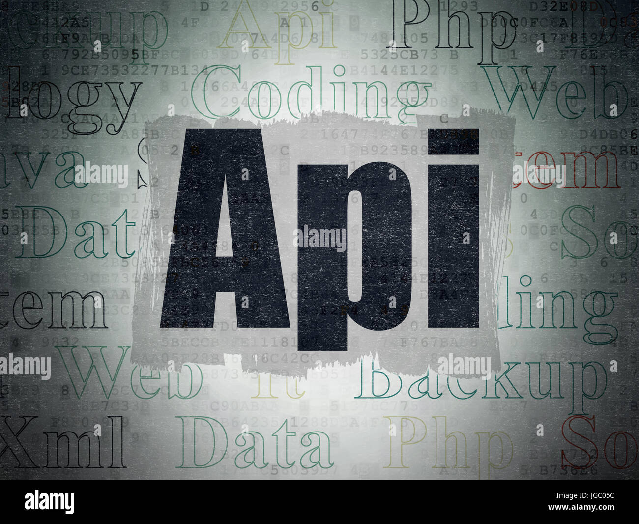 Programmierung-Konzept: auf digitale Daten Papierhintergrund Api Stockfoto