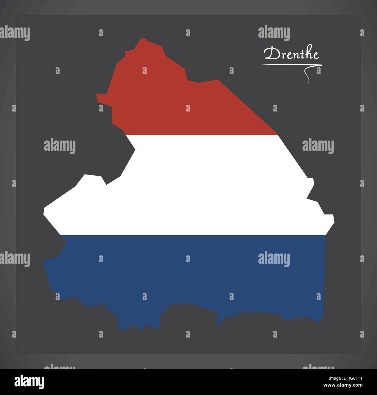 Drenthe Niederlande Karte mit niederländischen Nationalflagge illustration Stock Vektor
