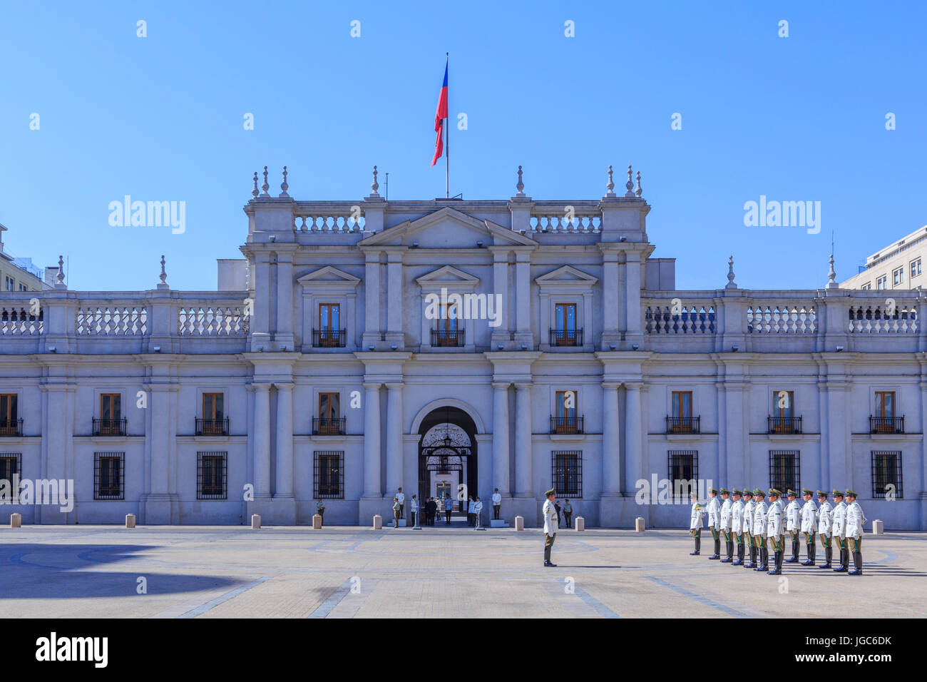 Wachwechsel an der Presidential Palace von La Moneda, Santiago de Chile, Chile Stockfoto