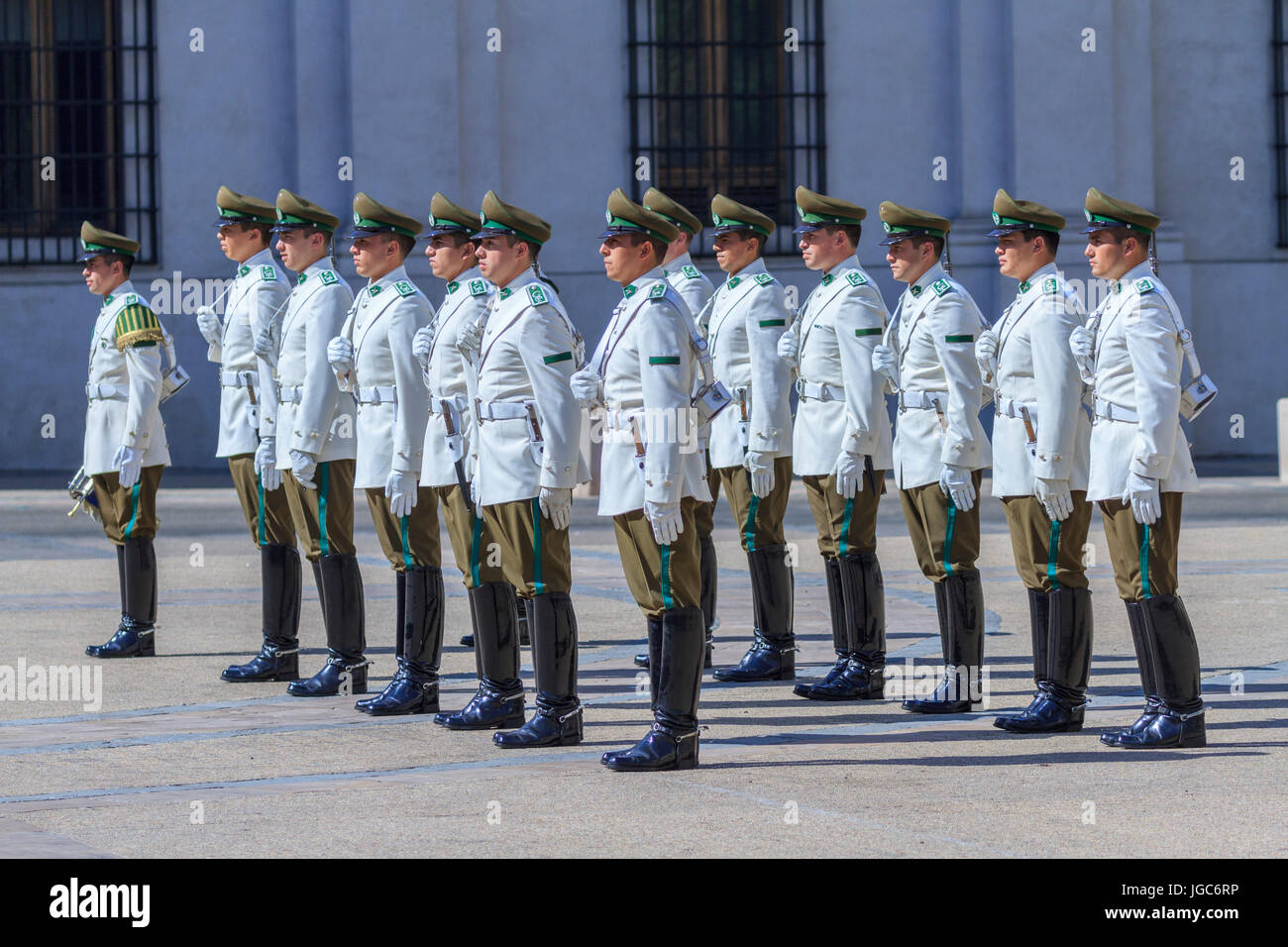 Wachwechsel an der Presidential Palace von La Moneda, Santiago de Chile, Chile Stockfoto