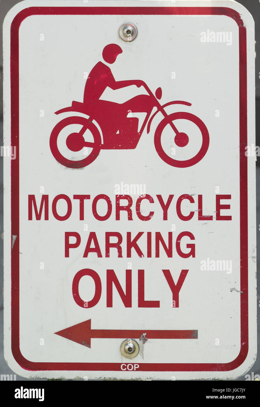 Motorrad Parkplatz nur Zeichen Stockfoto