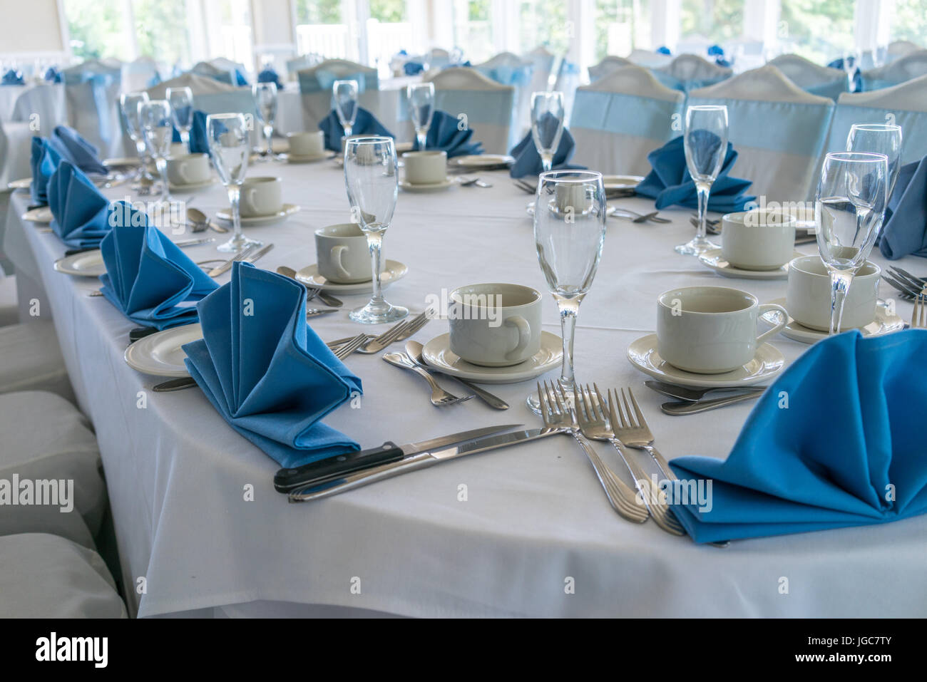 Formelle Hochzeit Empfang Tischdekoration Stockfoto
