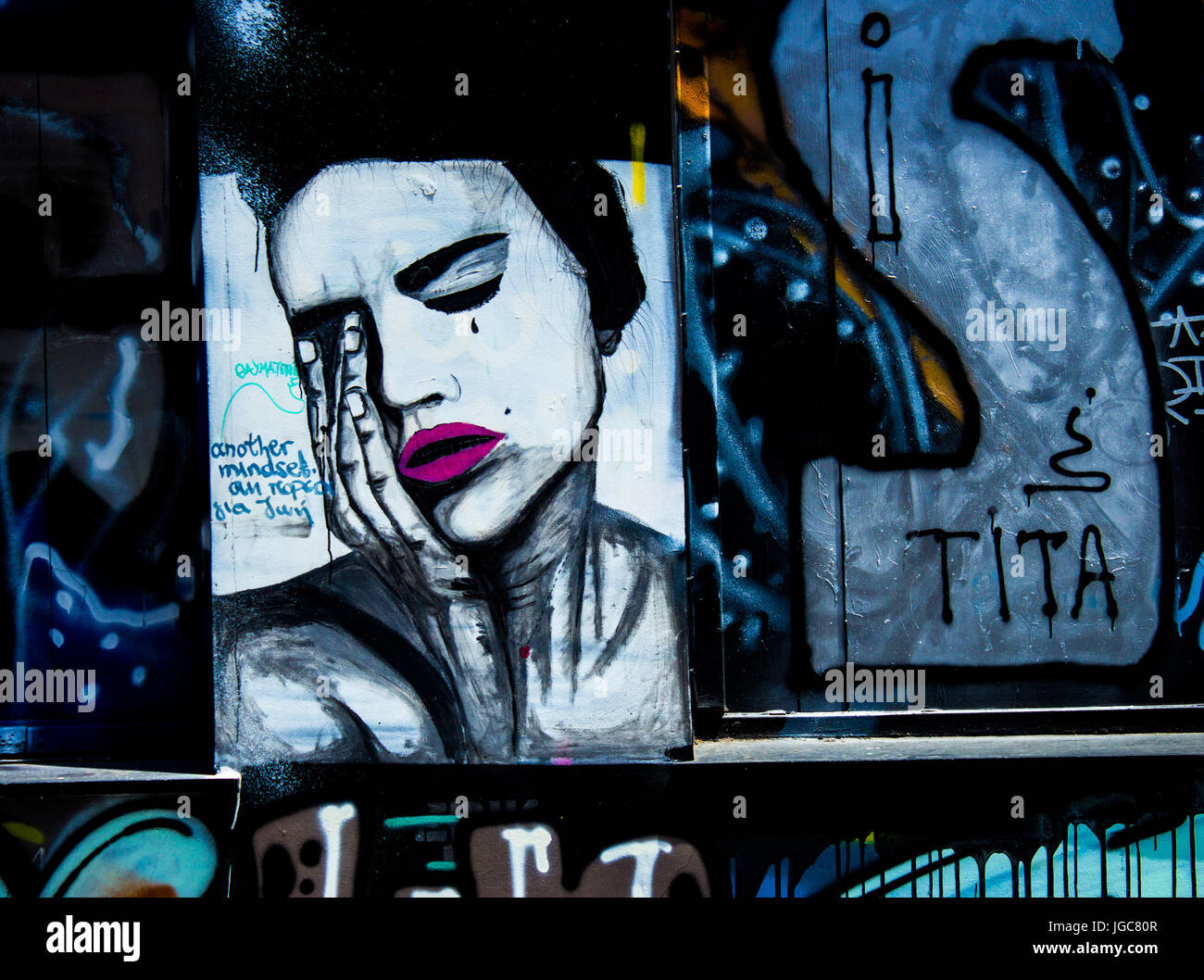 Street Art fand in Athen, Griechenland Stockfoto