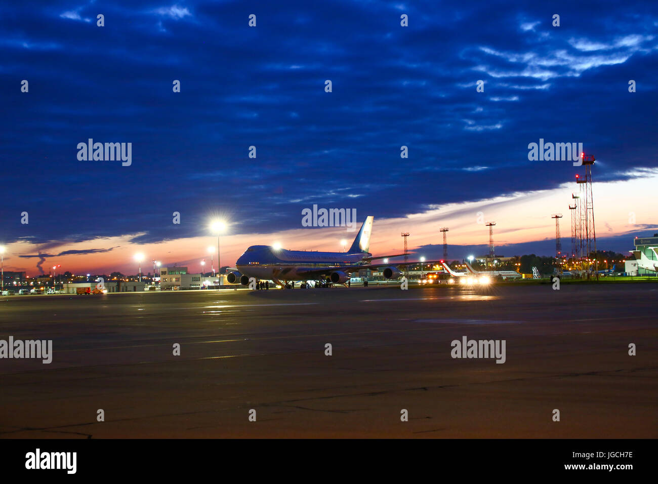 Warschau, Polen. 5. Juli 2017.  Air Force One landet auf dem Chopin-Flughafen. Bildnachweis: Jake Ratz/Alamy Live-Nachrichten Stockfoto