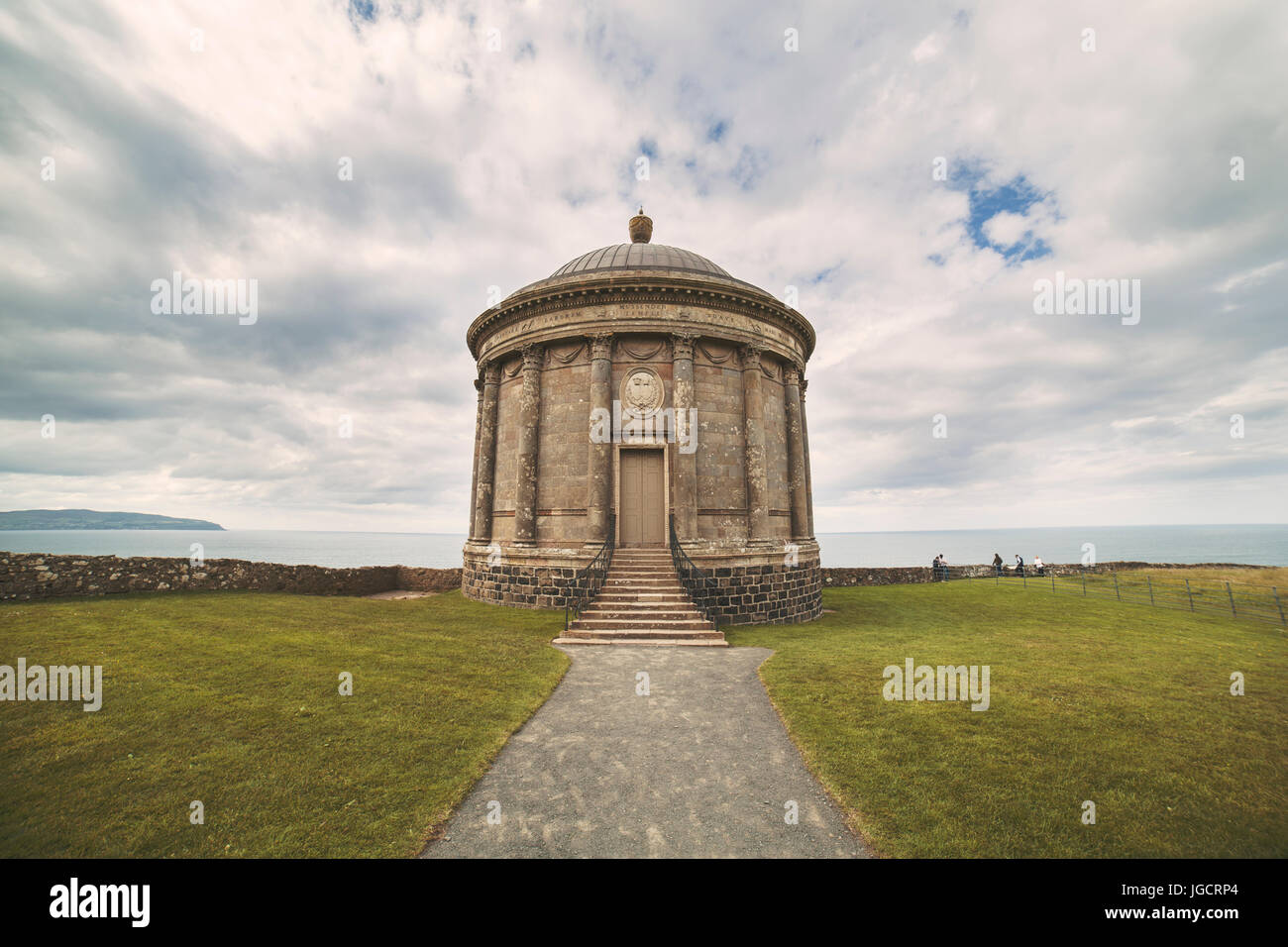 Mussenden Temple liegt auf den Klippen in der Nähe von Castlerock, Grafschaft Londonderry. Stockfoto