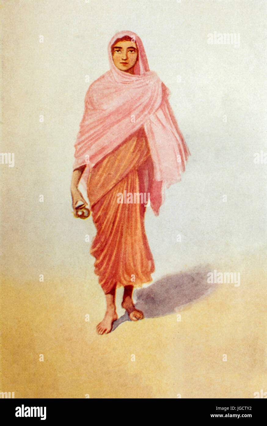 Indische Frau Witwe alten Vintage-Gemälde, Indien, Asien Stockfoto