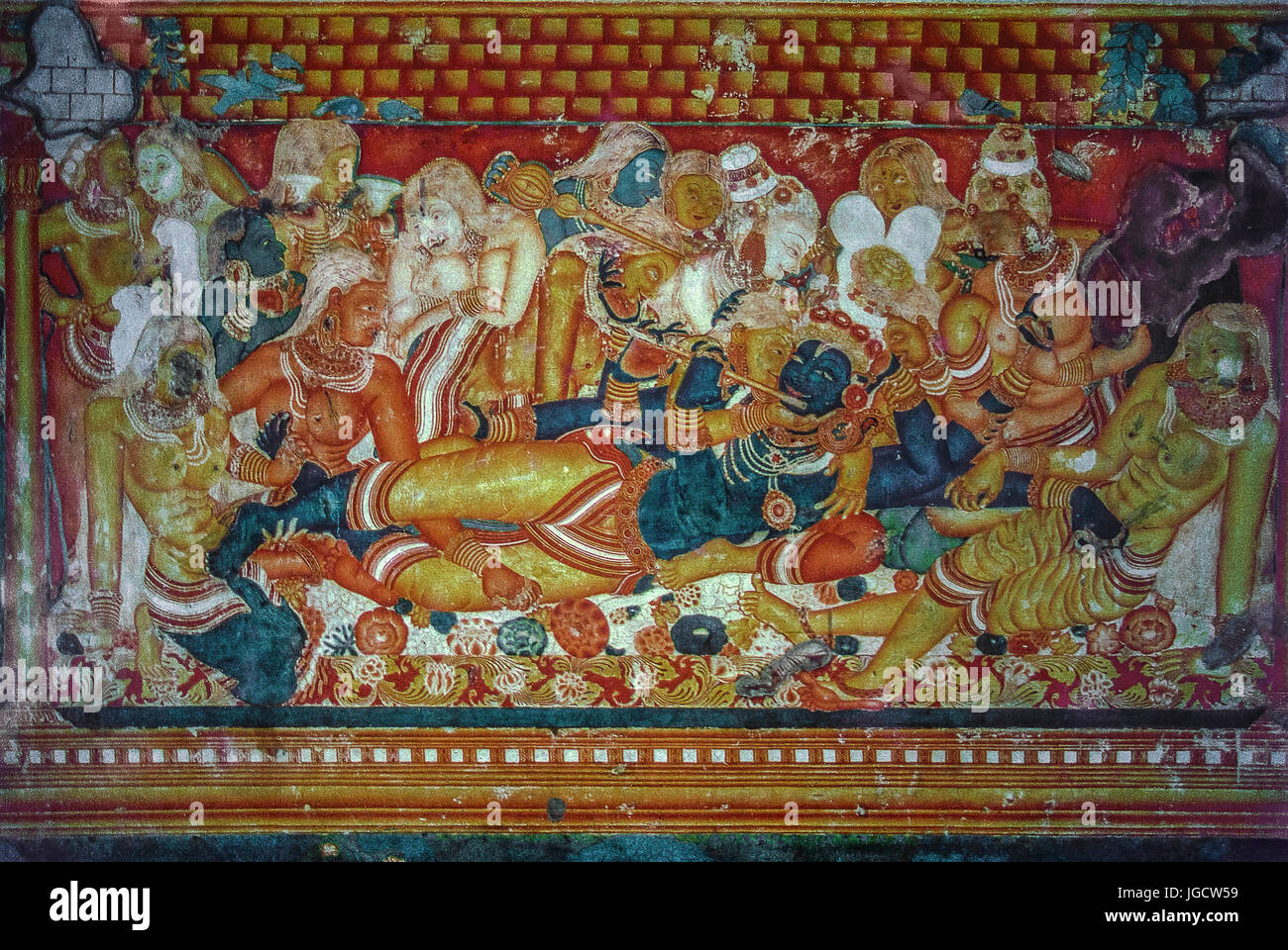 Krishna und Gopis Malerei, Mattancherry Palace, Kochi, Kerala, Indien, Asien-Aad 256515 Stockfoto