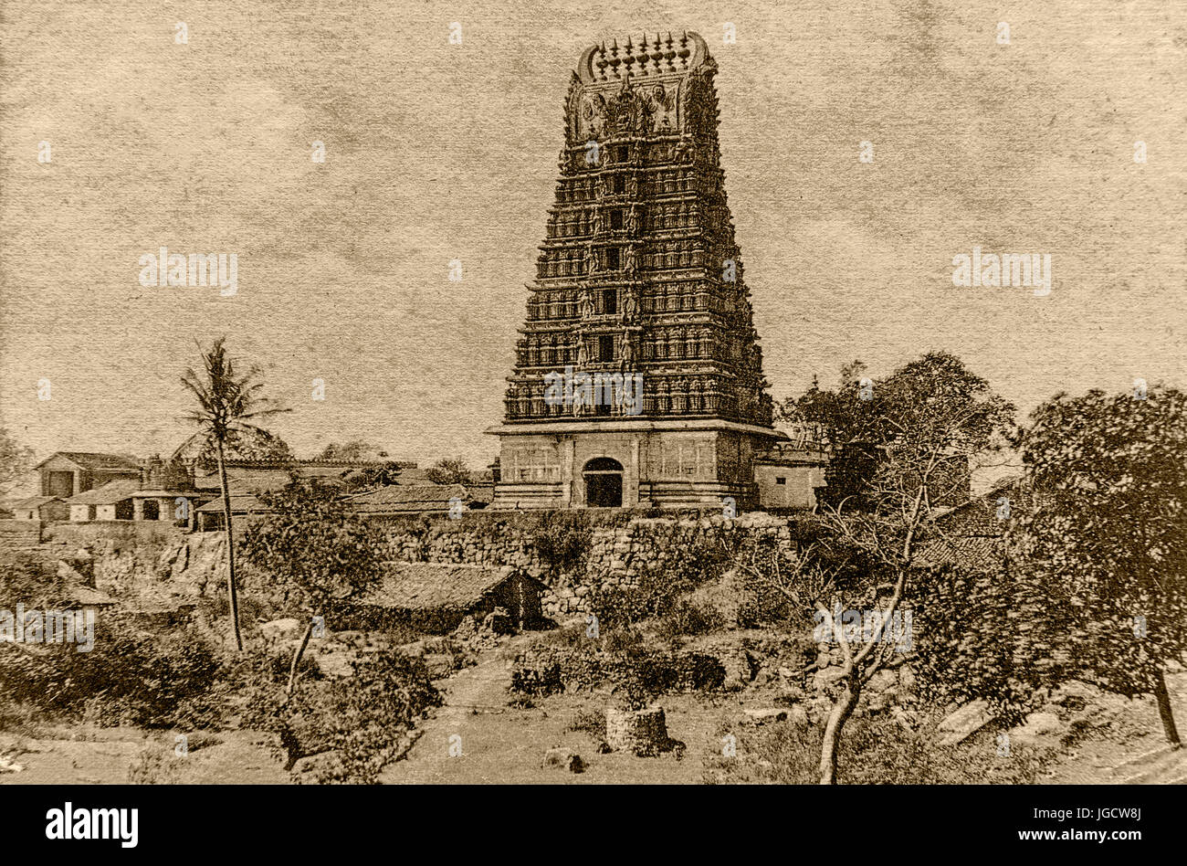 Vintage Foto Chamundi Tempel, Mysore, Karnataka, Indien, Asien Stockfoto