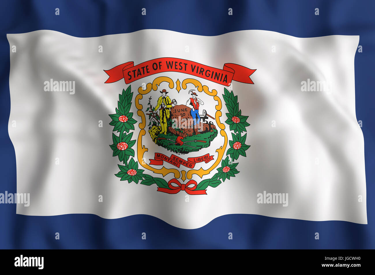 3D-Rendering eines West Virginia State Flags Stockfoto