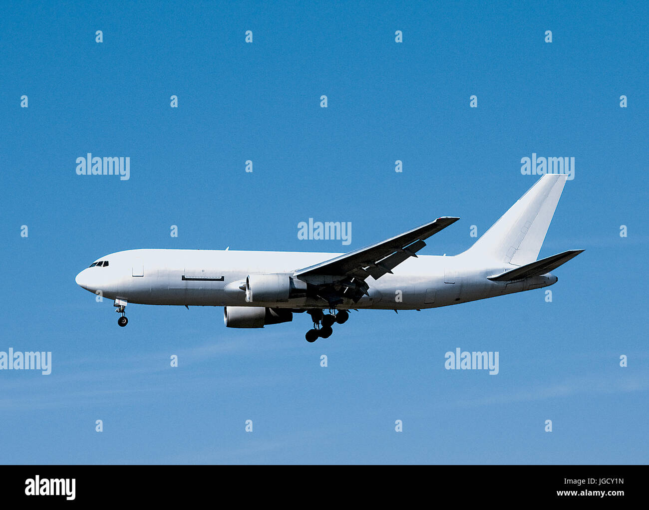 Leere weiße Flugzeug Stockfoto